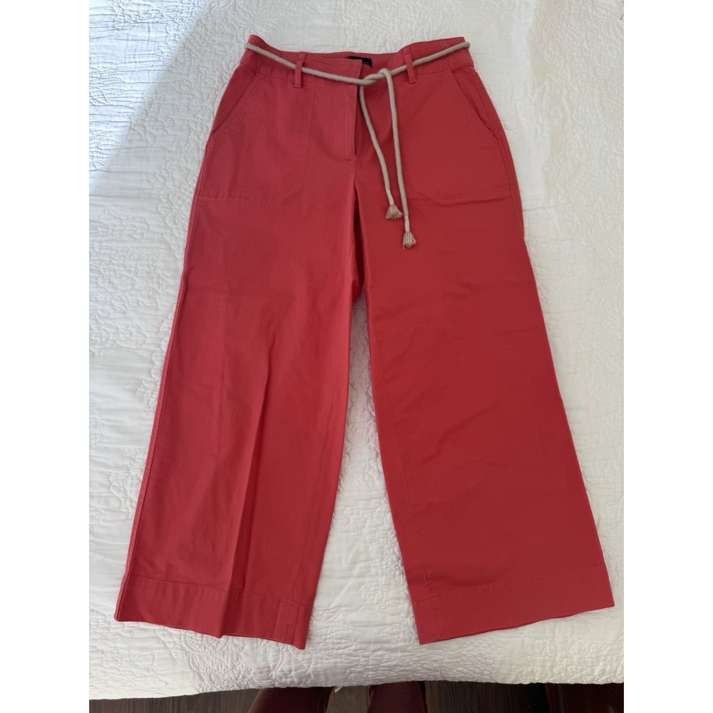 Talbots Coral Cotton Wide Leg Capri Pants Size 2 (no rope belt)